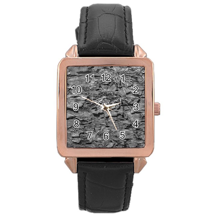 Black And White Texture Print Rose Gold Leather Watch 