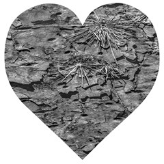 Black And White Texture Print Wooden Puzzle Heart by dflcprintsclothing