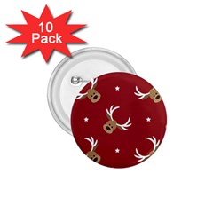 Cute Reindeer Head With Star Red Background 1 75  Buttons (10 Pack) by BangZart