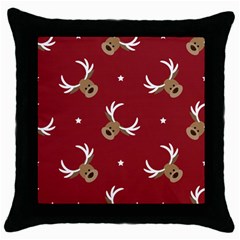 Cute Reindeer Head With Star Red Background Throw Pillow Case (black) by BangZart