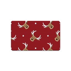 Cute Reindeer Head With Star Red Background Magnet (name Card) by BangZart