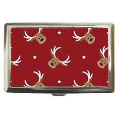 Cute Reindeer Head With Star Red Background Cigarette Money Case by BangZart