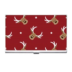 Cute Reindeer Head With Star Red Background Business Card Holder by BangZart