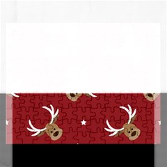 Cute Reindeer Head With Star Red Background Rectangular Jigsaw Puzzl by BangZart