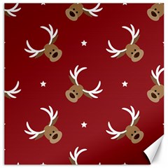 Cute Reindeer Head With Star Red Background Canvas 12  X 12  by BangZart