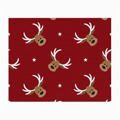 Cute Reindeer Head With Star Red Background Small Glasses Cloth (2 Sides) by BangZart