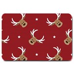 Cute reindeer head with star red background Large Doormat  30 x20  Door Mat