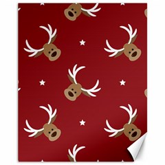 Cute Reindeer Head With Star Red Background Canvas 11  X 14  by BangZart