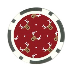 Cute Reindeer Head With Star Red Background Poker Chip Card Guard by BangZart