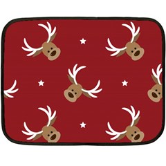 Cute Reindeer Head With Star Red Background Double Sided Fleece Blanket (mini)  by BangZart