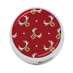 Cute Reindeer Head With Star Red Background 4-port Usb Hub (two Sides) by BangZart