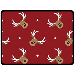 Cute Reindeer Head With Star Red Background Fleece Blanket (large)  by BangZart