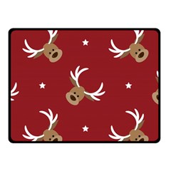 Cute Reindeer Head With Star Red Background Fleece Blanket (small) by BangZart