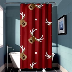 Cute Reindeer Head With Star Red Background Shower Curtain 36  X 72  (stall)  by BangZart