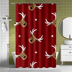 Cute Reindeer Head With Star Red Background Shower Curtain 48  X 72  (small)  by BangZart