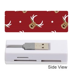 Cute Reindeer Head With Star Red Background Memory Card Reader (stick) by BangZart