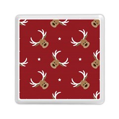 Cute Reindeer Head With Star Red Background Memory Card Reader (square) by BangZart