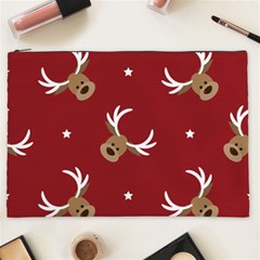 Cute Reindeer Head With Star Red Background Cosmetic Bag (xxl) by BangZart