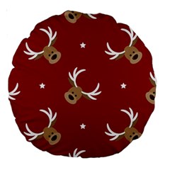 Cute Reindeer Head With Star Red Background Large 18  Premium Round Cushions by BangZart