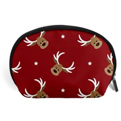 Cute Reindeer Head With Star Red Background Accessory Pouch (large) by BangZart