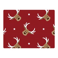 Cute Reindeer Head With Star Red Background Double Sided Flano Blanket (mini)  by BangZart