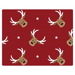 Cute Reindeer Head With Star Red Background Double Sided Flano Blanket (medium)  by BangZart