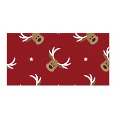 Cute Reindeer Head With Star Red Background Satin Wrap by BangZart