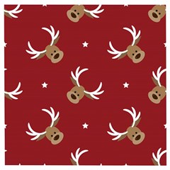 Cute Reindeer Head With Star Red Background Wooden Puzzle Square by BangZart