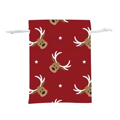 Cute Reindeer Head With Star Red Background Lightweight Drawstring Pouch (s) by BangZart