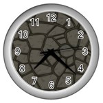 Cartoon gray stone seamless background texture pattern Wall Clock (Silver) Front