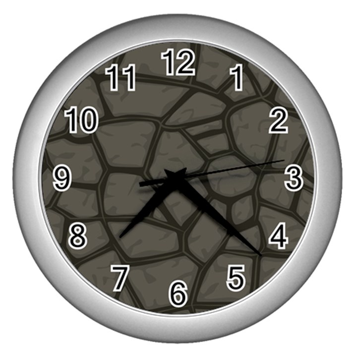 Cartoon gray stone seamless background texture pattern Wall Clock (Silver)