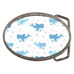 Seamless Pattern With Cute Sharks Hearts Belt Buckles by BangZart