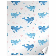 Seamless Pattern With Cute Sharks Hearts Canvas 12  X 16  by BangZart