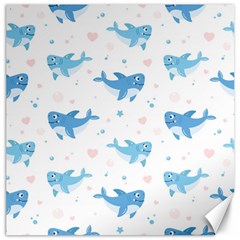 Seamless Pattern With Cute Sharks Hearts Canvas 20  X 20  by BangZart