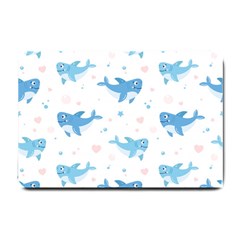 Seamless Pattern With Cute Sharks Hearts Small Doormat 