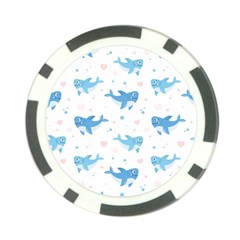 Seamless Pattern With Cute Sharks Hearts Poker Chip Card Guard