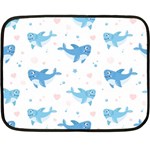 Seamless pattern with cute sharks hearts Double Sided Fleece Blanket (Mini)  35 x27  Blanket Front