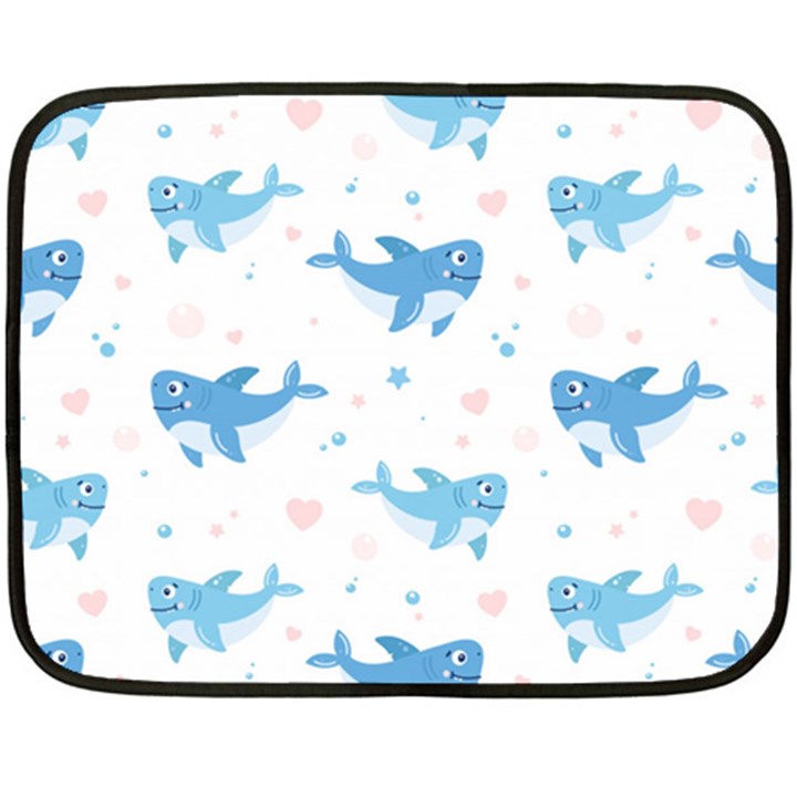 Seamless pattern with cute sharks hearts Double Sided Fleece Blanket (Mini) 