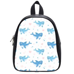 Seamless Pattern With Cute Sharks Hearts School Bag (small) by BangZart