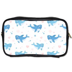 Seamless Pattern With Cute Sharks Hearts Toiletries Bag (one Side) by BangZart