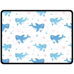 Seamless Pattern With Cute Sharks Hearts Fleece Blanket (large)  by BangZart