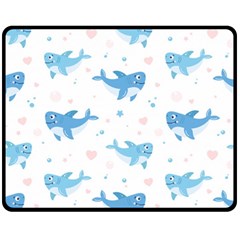 Seamless Pattern With Cute Sharks Hearts Fleece Blanket (medium)  by BangZart