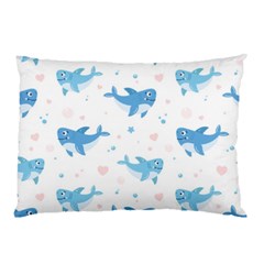 Seamless Pattern With Cute Sharks Hearts Pillow Case (two Sides) by BangZart