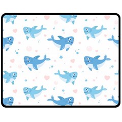 Seamless Pattern With Cute Sharks Hearts Double Sided Fleece Blanket (medium)  by BangZart