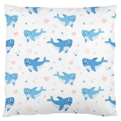 Seamless Pattern With Cute Sharks Hearts Standard Flano Cushion Case (two Sides) by BangZart