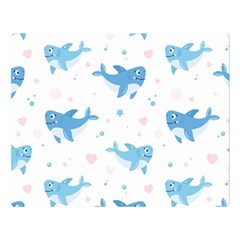 Seamless Pattern With Cute Sharks Hearts Double Sided Flano Blanket (large)  by BangZart