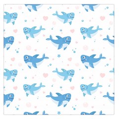 Seamless Pattern With Cute Sharks Hearts Large Satin Scarf (square) by BangZart