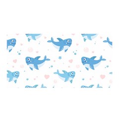 Seamless Pattern With Cute Sharks Hearts Satin Wrap by BangZart