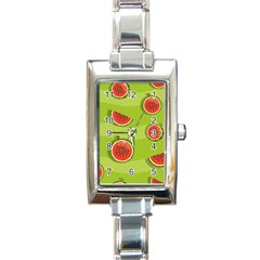 Seamless Background With Watermelon Slices Rectangle Italian Charm Watch by BangZart