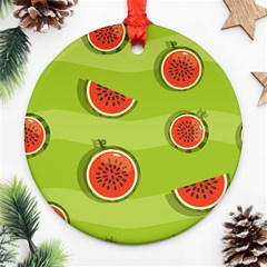 Seamless Background With Watermelon Slices Ornament (round) by BangZart